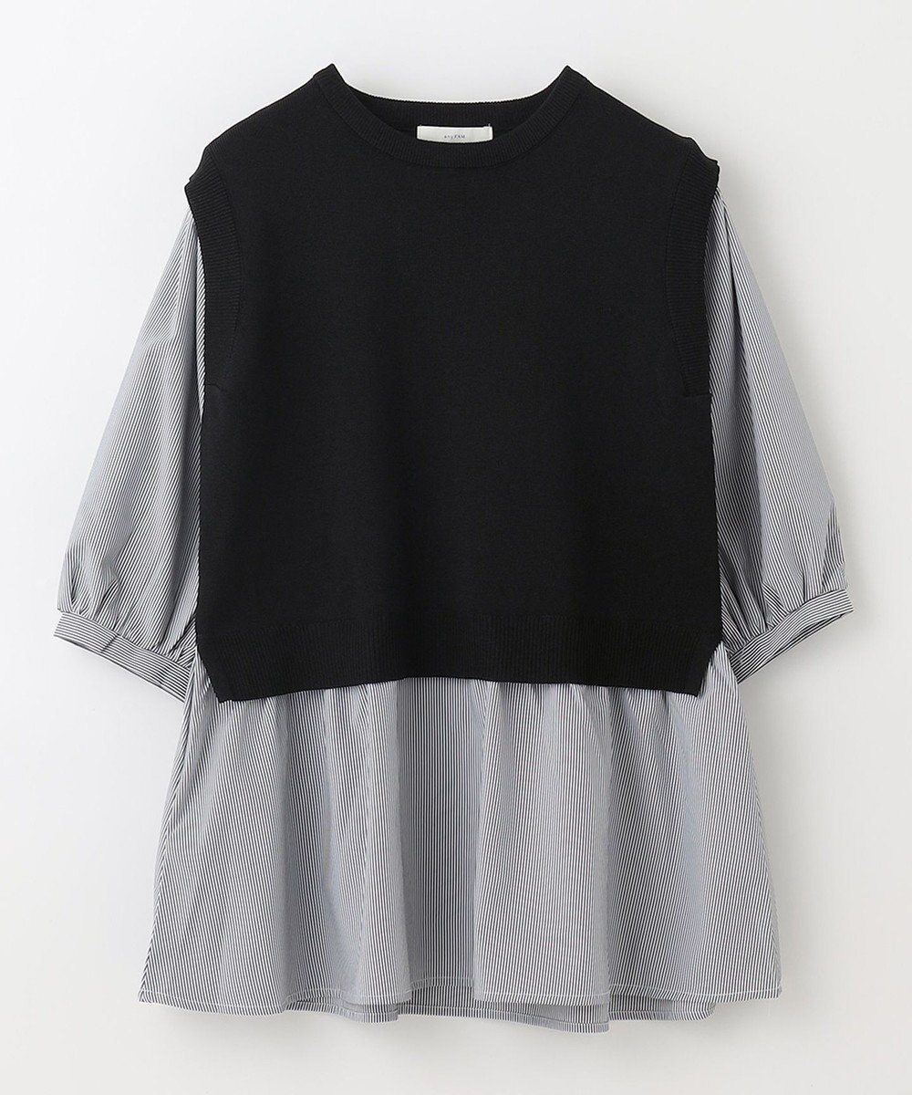 ANY 【洗濯機可】ニットレイヤードブラウス 