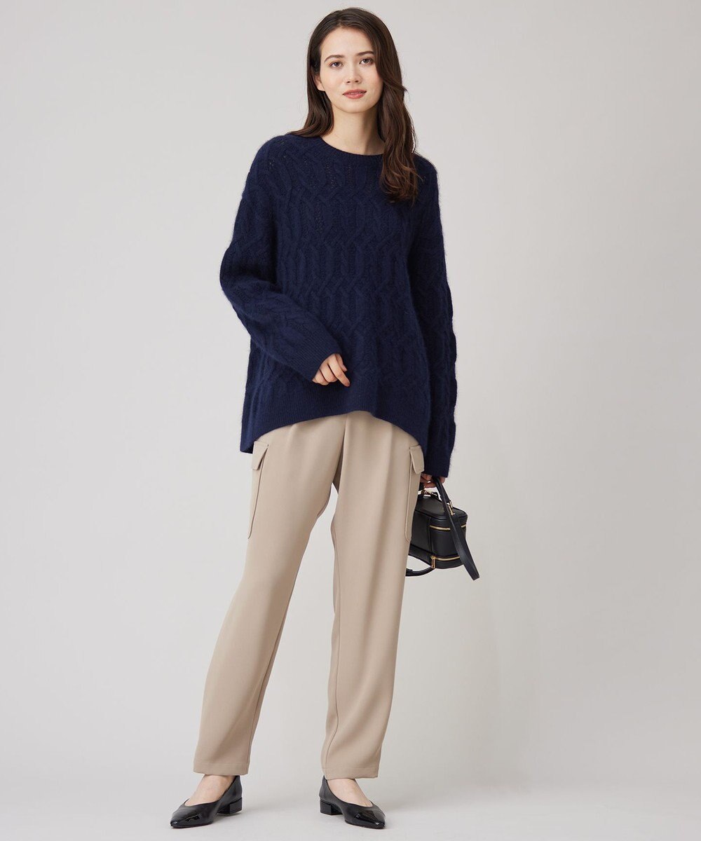 自由区 へアリーケーブル ニット 