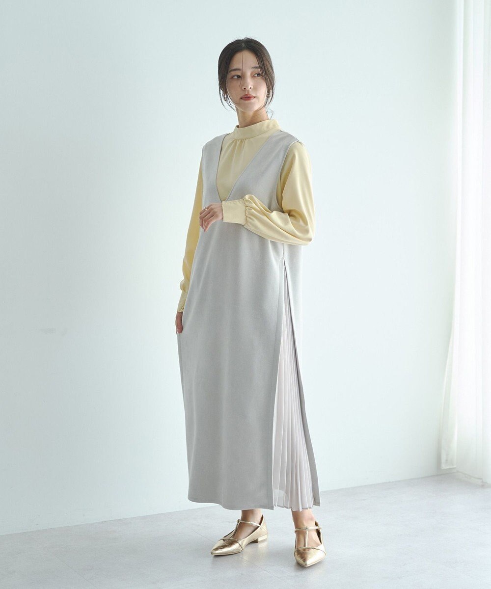 YECCA VECCA 【2点SET】ブラウスセットプリーツMIXジャンスカ 