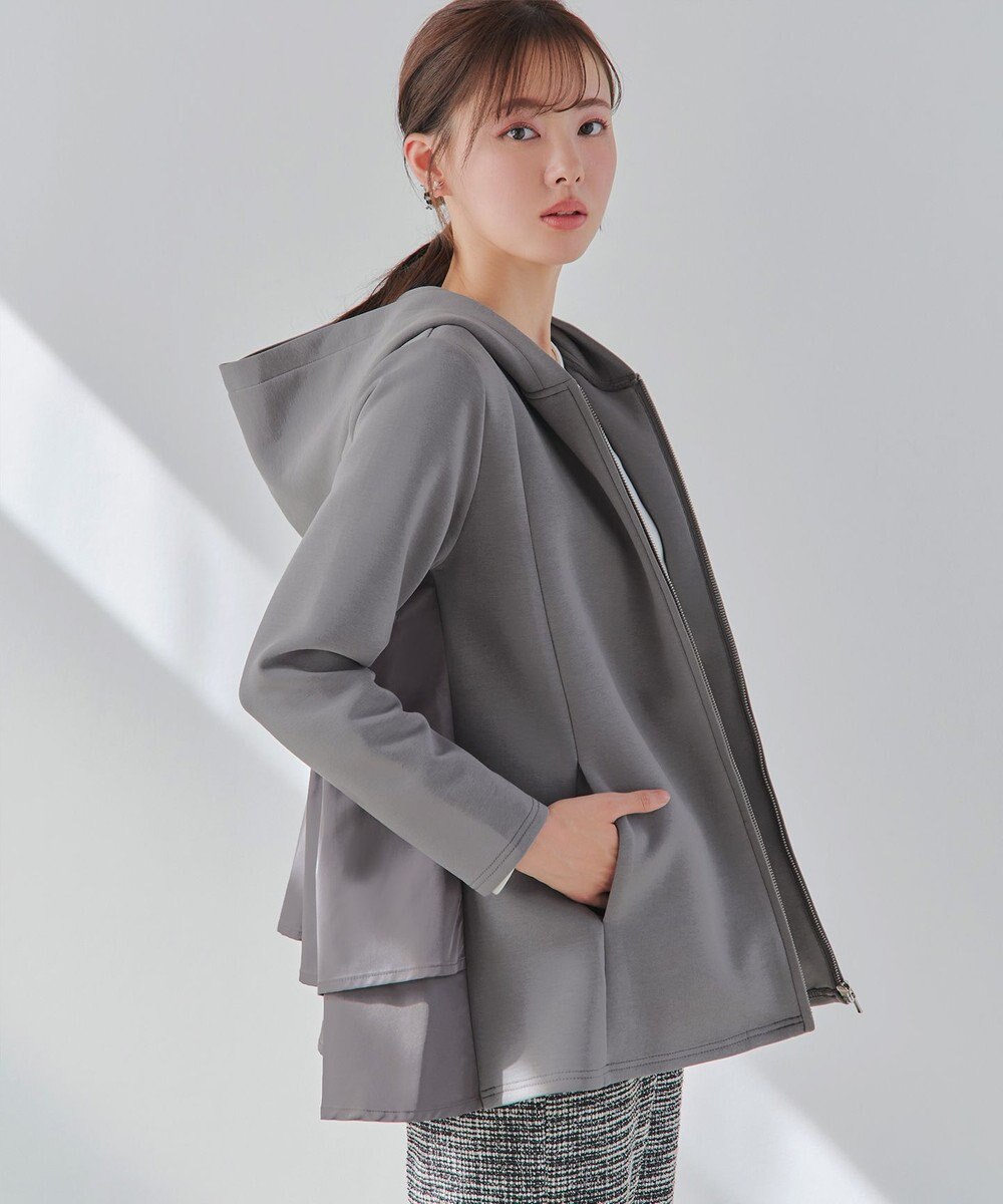 Tiaclasse 【洗える】異素材ドッキングフーディー 