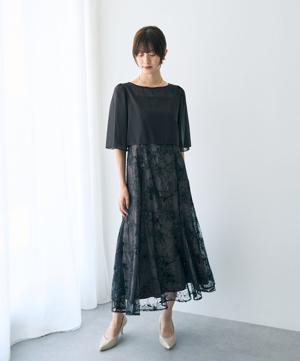 YECCA VECCA 【2点SET】フラワー柄スパンコール刺繍ドレス 