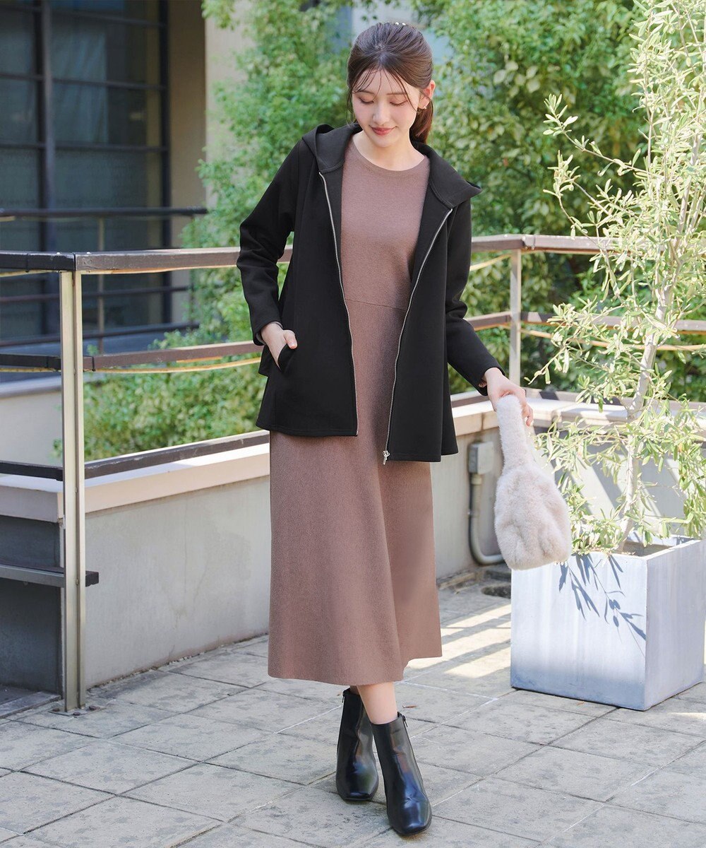 Tiaclasse 【洗える】異素材ドッキングフーディー 