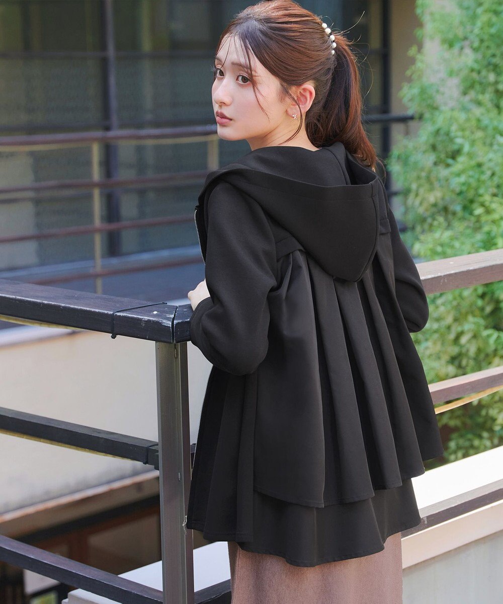 Tiaclasse 【洗える】異素材ドッキングフーディー 