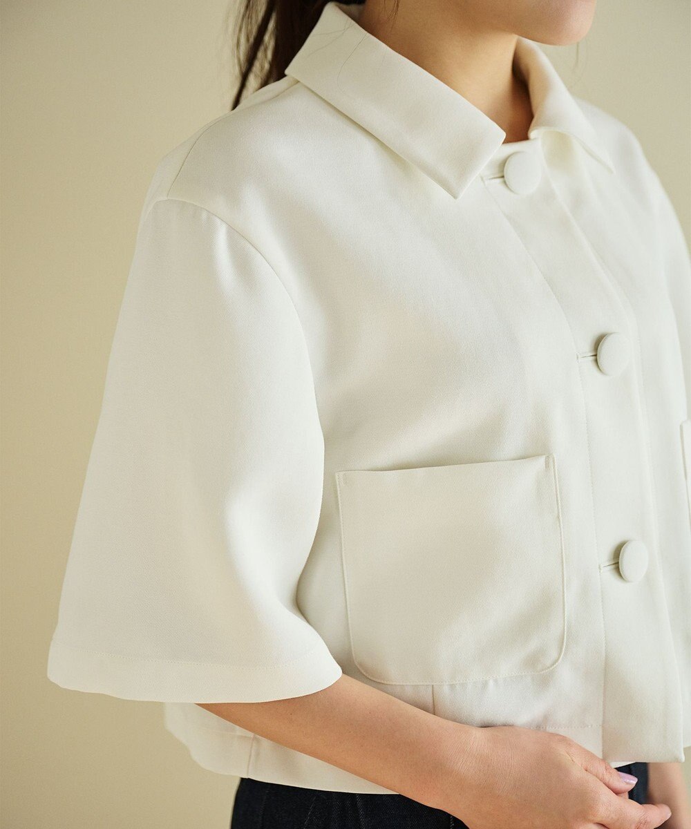 #Newans 【シワになりにくい】〈花乃まりあさんコラボ〉クロップドシャツジャケット 