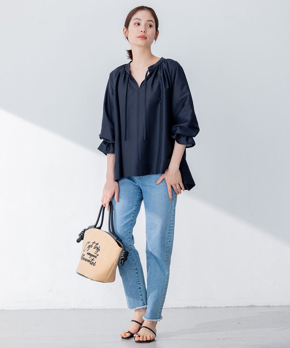 組曲 S 【洗える・涼感】シアーボイルギャザー ブラウス 