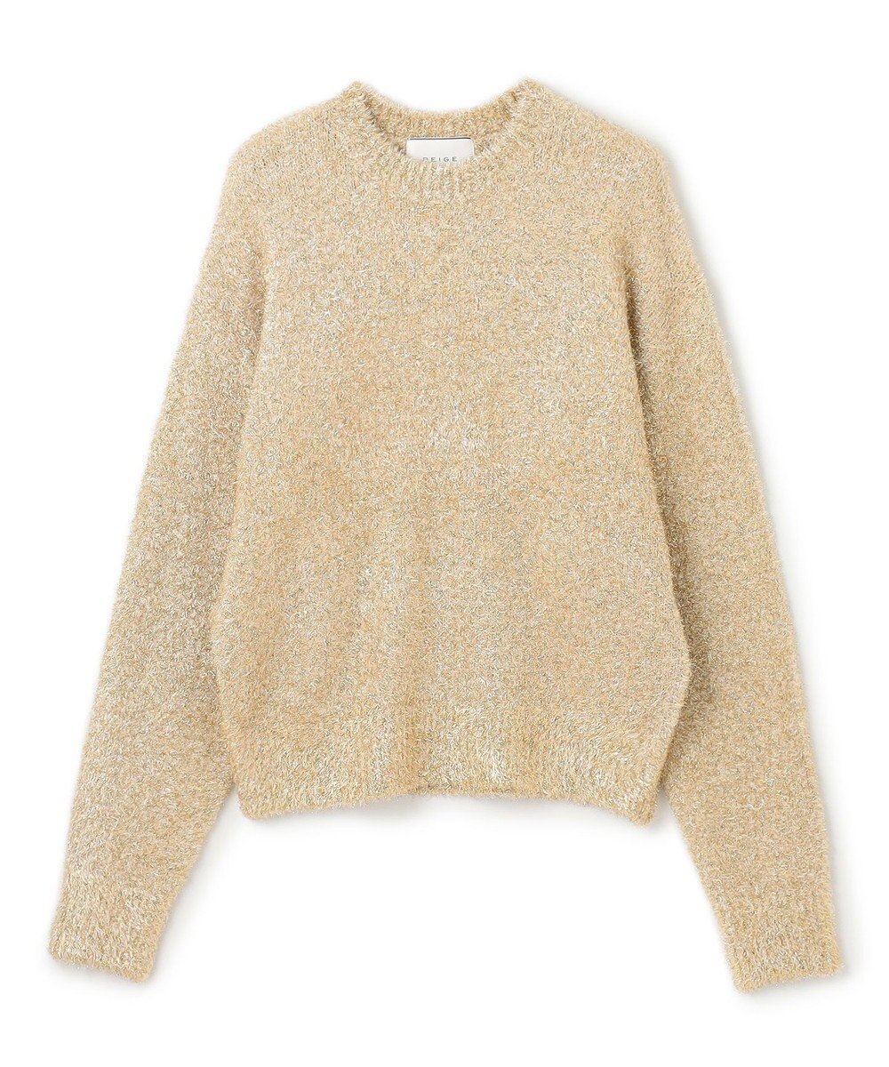 BEIGE， 【洗える】MARRONNIERS / ラメテープヤーンクルーネックニット 