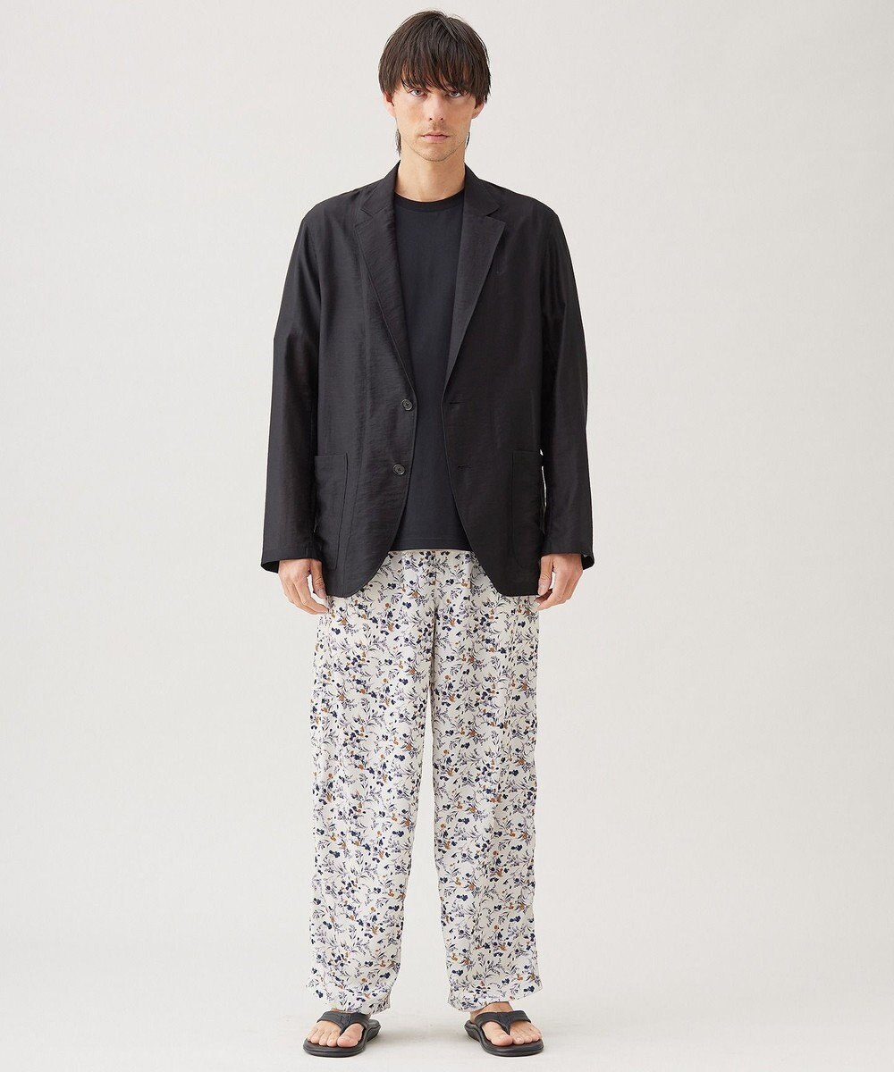 UNFILO MENS ボタニカルプリント イージーテーパードパンツ 