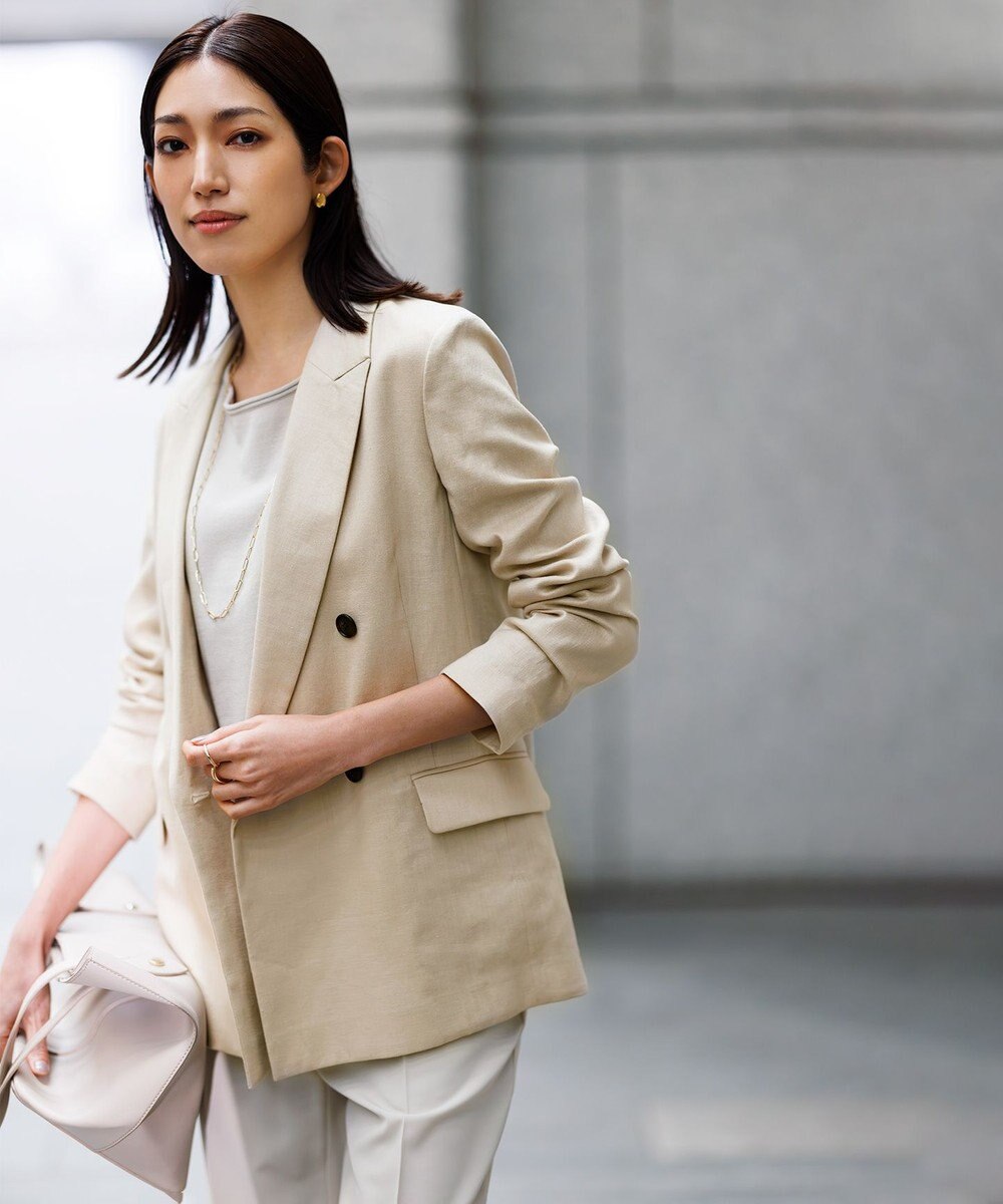 23区 L 【洗える】コットンポリエステルストレッチ オーバーサイズ ニット 