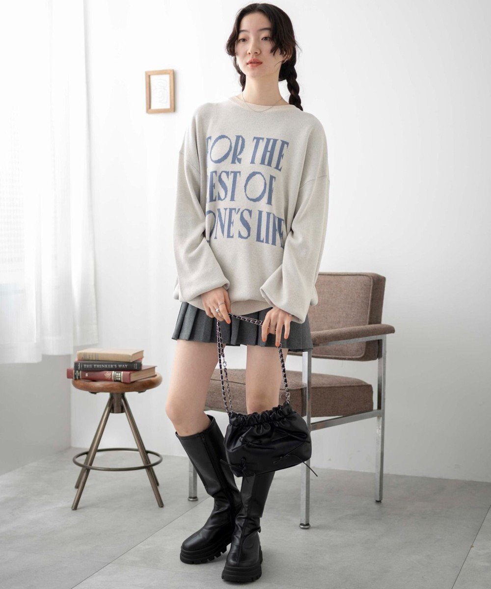 WEGO ロゴジャガードニットプルオーバー 