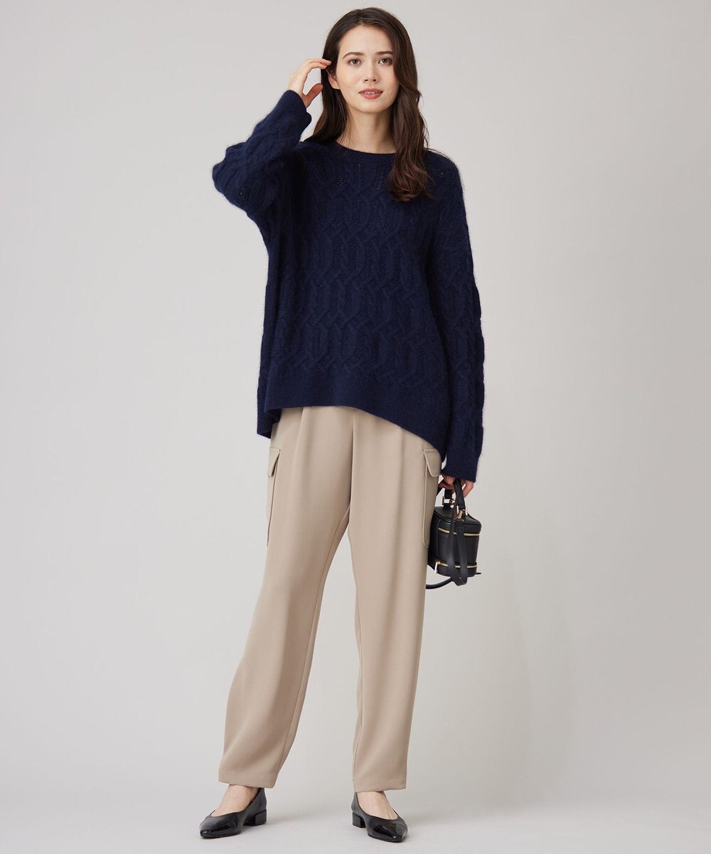 自由区 へアリーケーブル ニット 