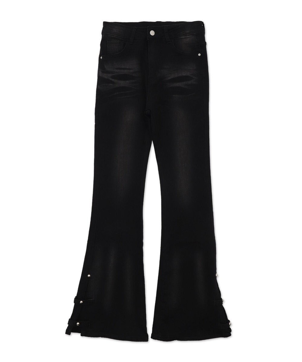 WEGO デザインスリットストレッチフレアデニム 