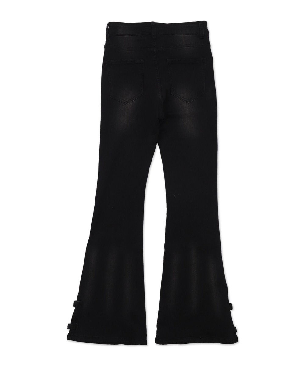 WEGO デザインスリットストレッチフレアデニム 