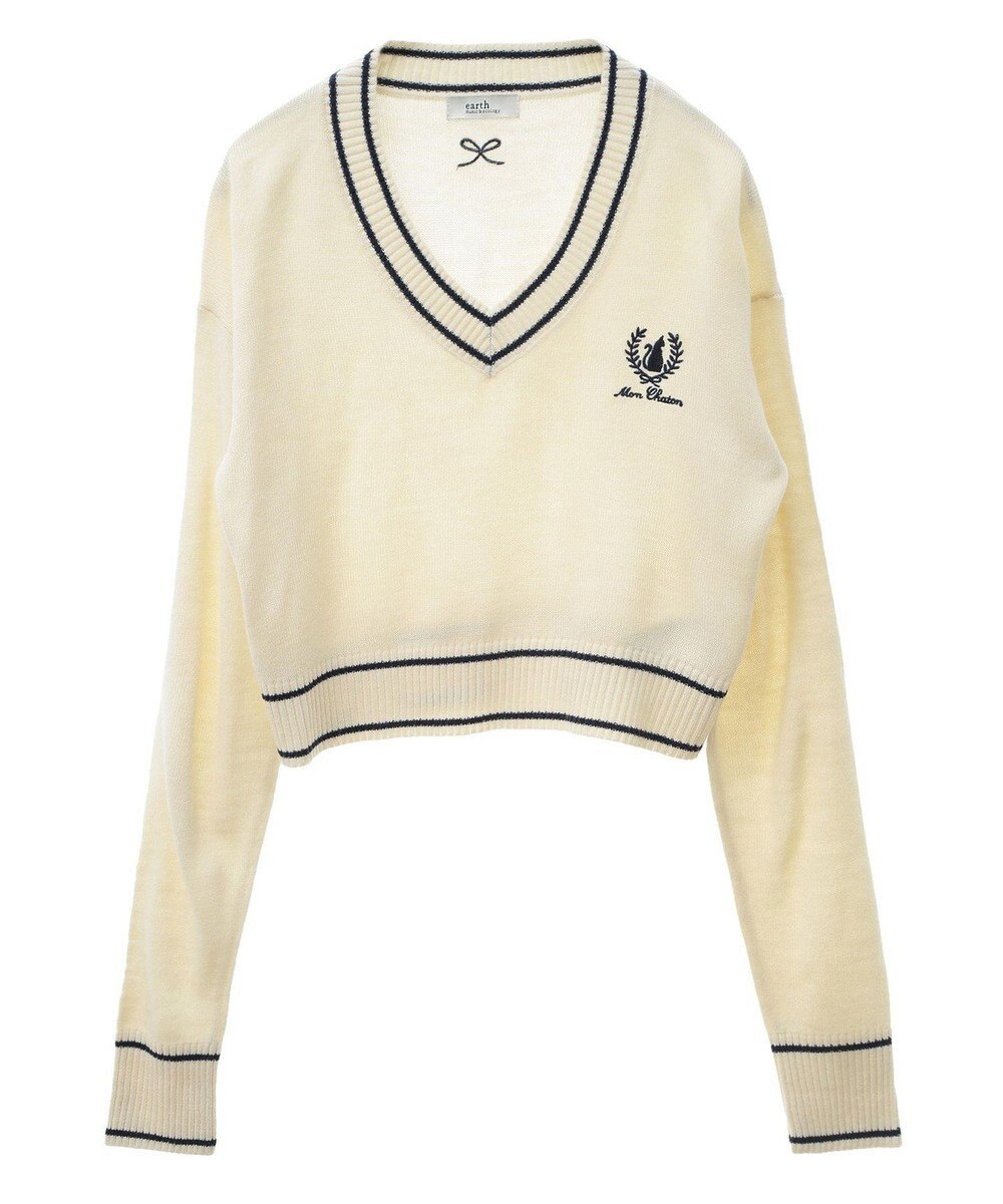 earth music&ecology キャットロゴショートニットプルオーバー 