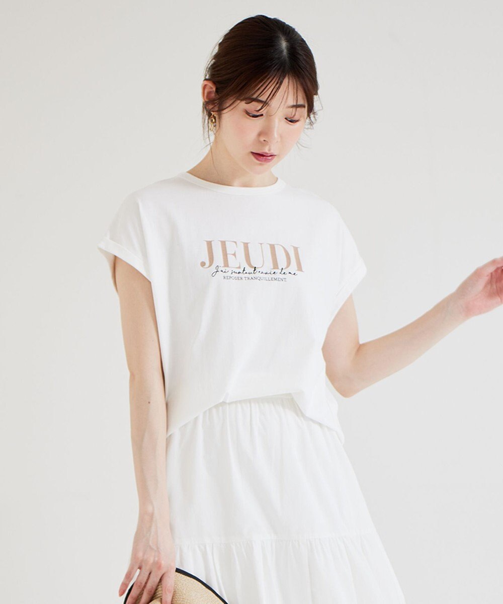 any SiS L 【接触冷感・UVケア】冷感ロゴ Tシャツ オフ