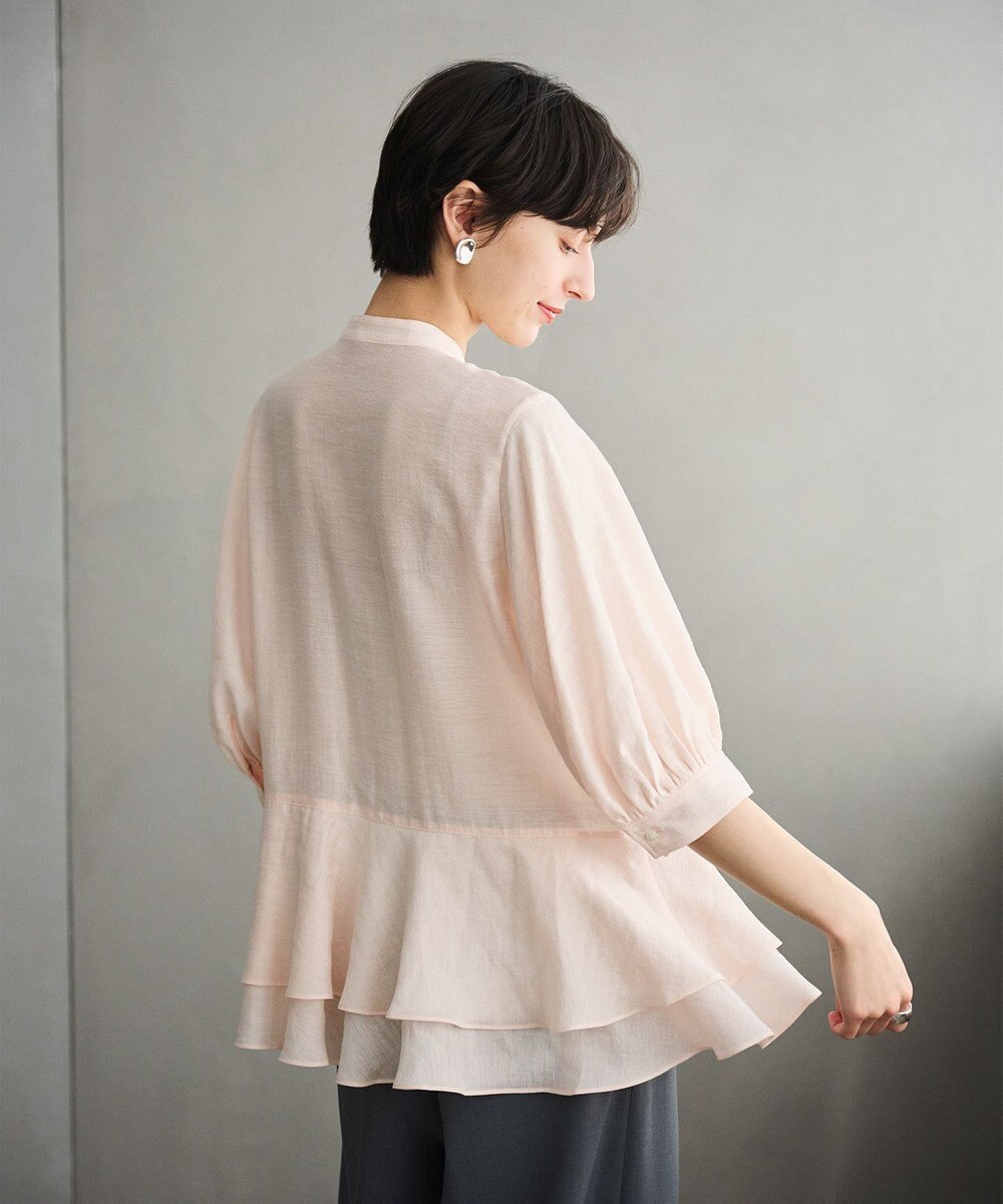 #Newans 【洗える】ダブルフリルヘムシアーシャツ 