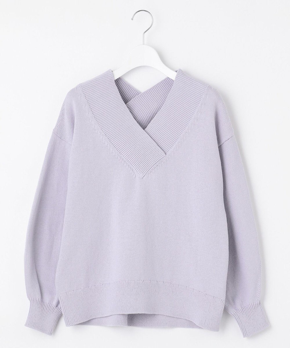 自由区 【XSサイズ～/洗える】コットンブレンドコード Vネックニット 