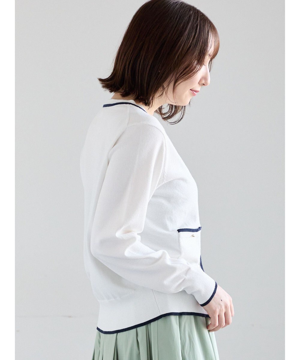 Te chichi ポケット付きクルーネックカーディガン 