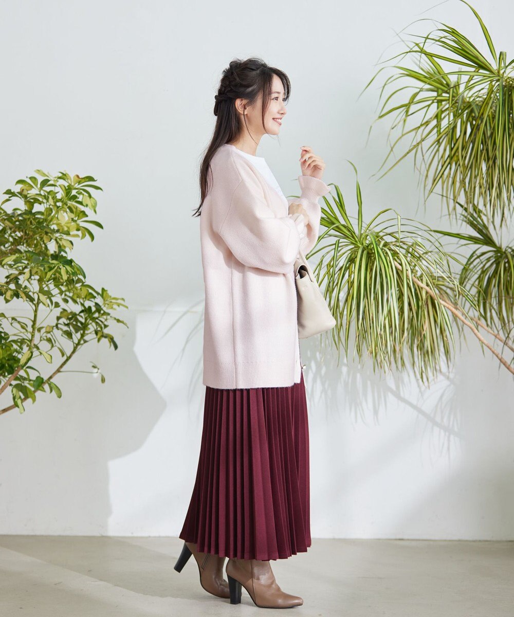 Tiaclasse 【洗える】袖先フリルミドル丈カーディガン 