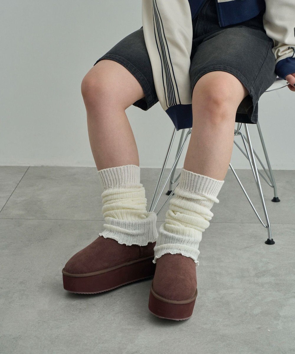 WEGO 【暖かい】厚底ショートFムートンブーツ 