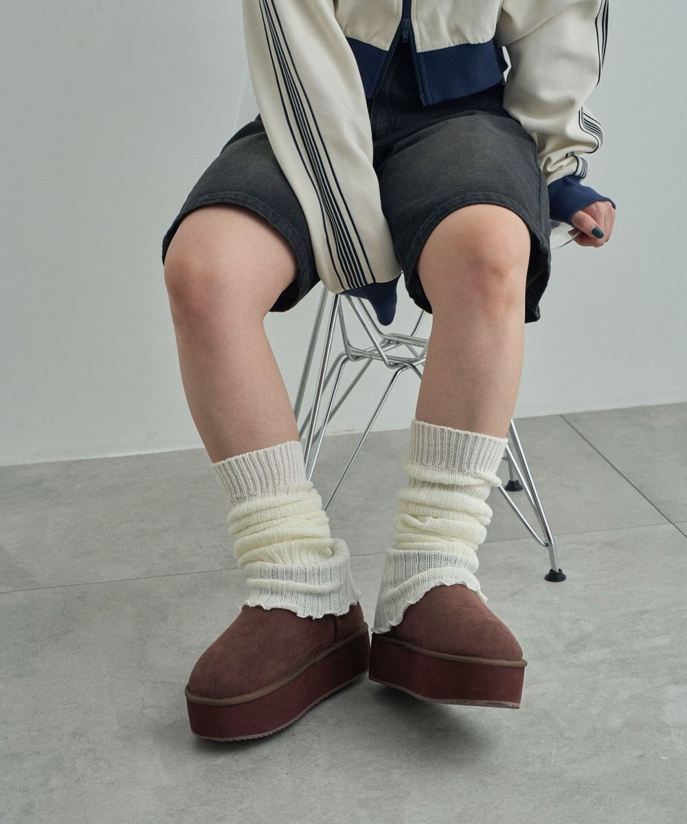 WEGO 【暖かい】厚底ショートFムートンブーツ 