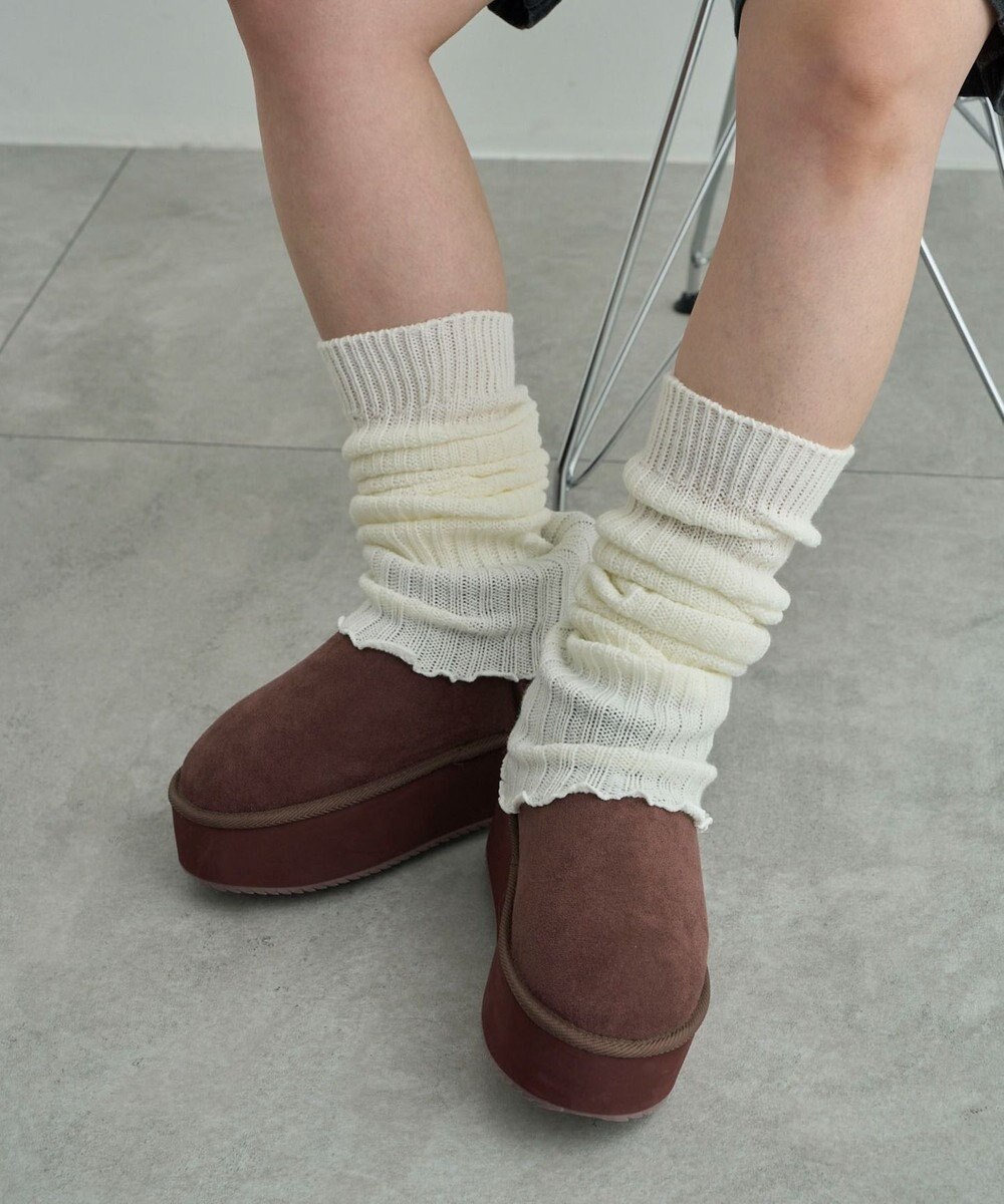 WEGO 【暖かい】厚底ショートFムートンブーツ 