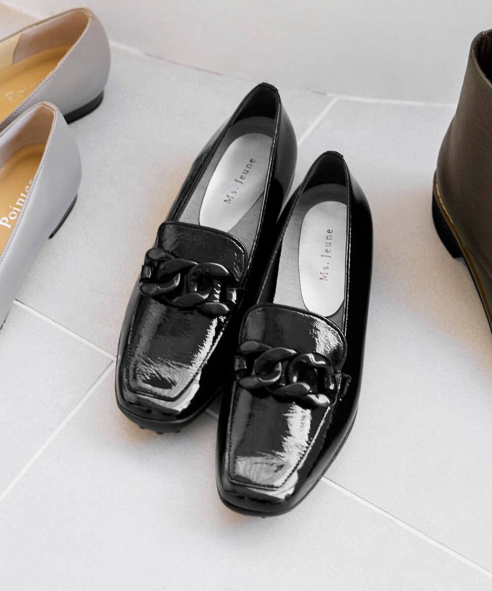 Pointer 【石岡真実さん着用】日本製 本革超軽量チェーンモチーフローファー 