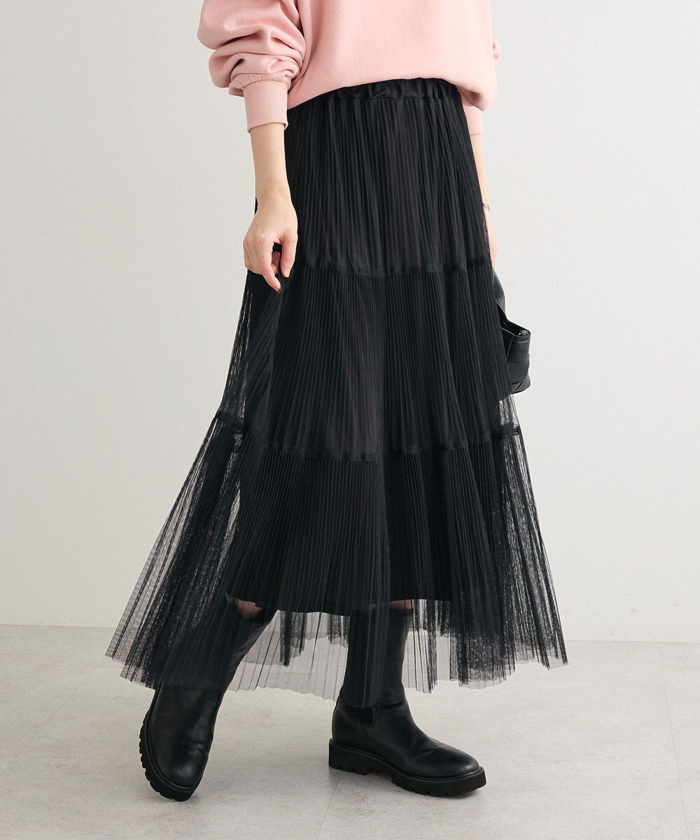 Green Parks チュールプリーツティアードスカート 