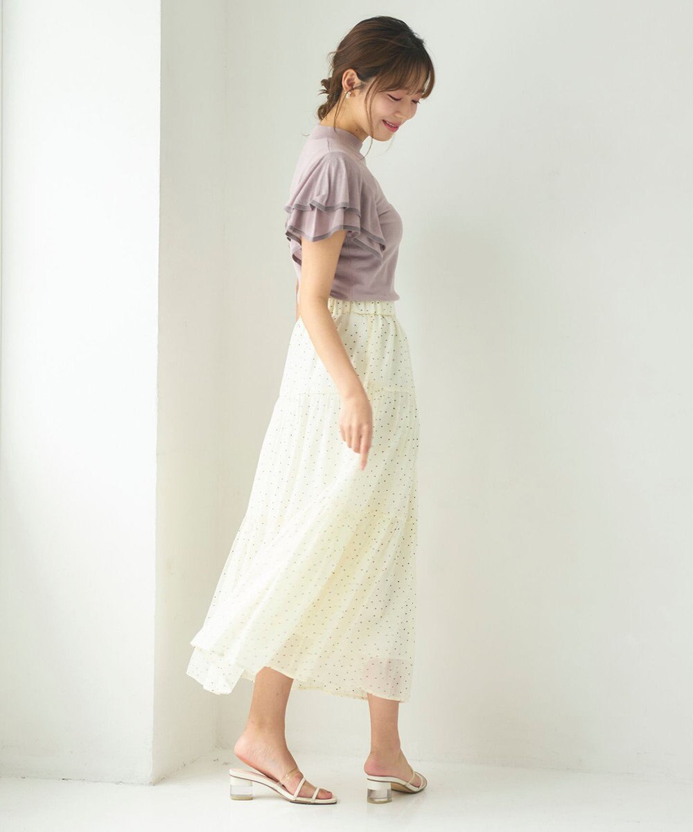 Feroux 【洗える】フリルスリーブハイネック プルオーバー 