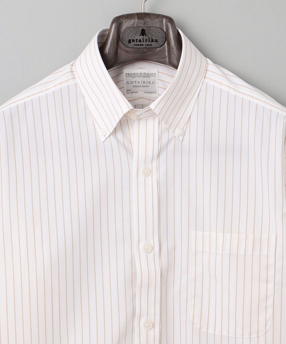 GOTAIRIKU 【形態安定】PREMIUMPLEATS_レギュラーカラー 通年ドレスシャツ（ボーダー） 