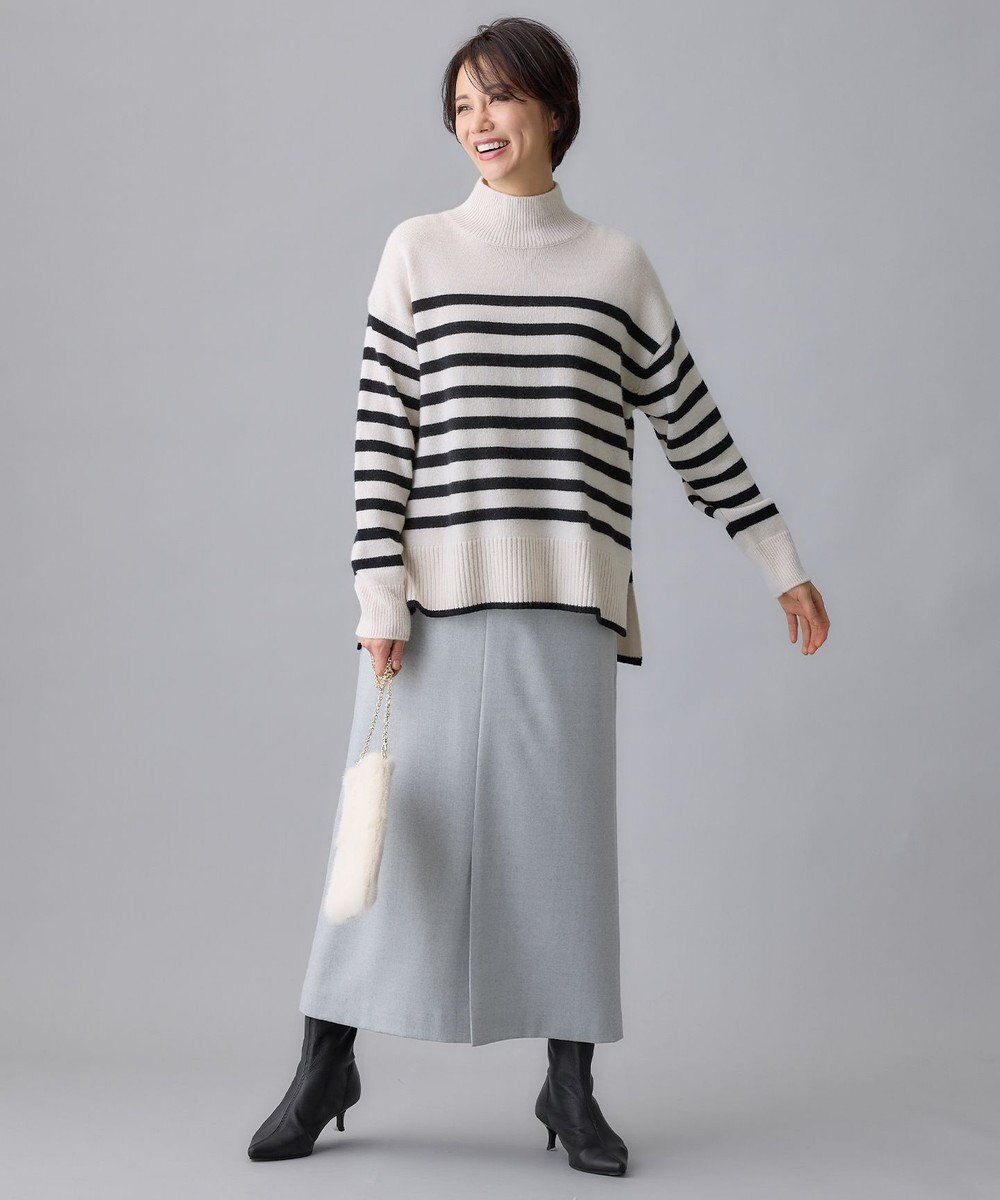 自由区 【洗える】ウールカシミヤブレンドハイネック ニット 