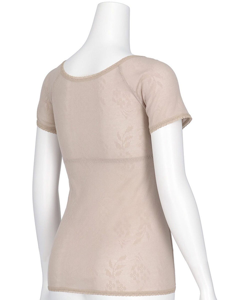 Wing カップ付きインナー 綿100％(身生地) さらっと快適 【綿100％ メッシュタイプ】 ブラトップ 3分袖 半袖 春 夏 EL6386 ウイング／ワコール 