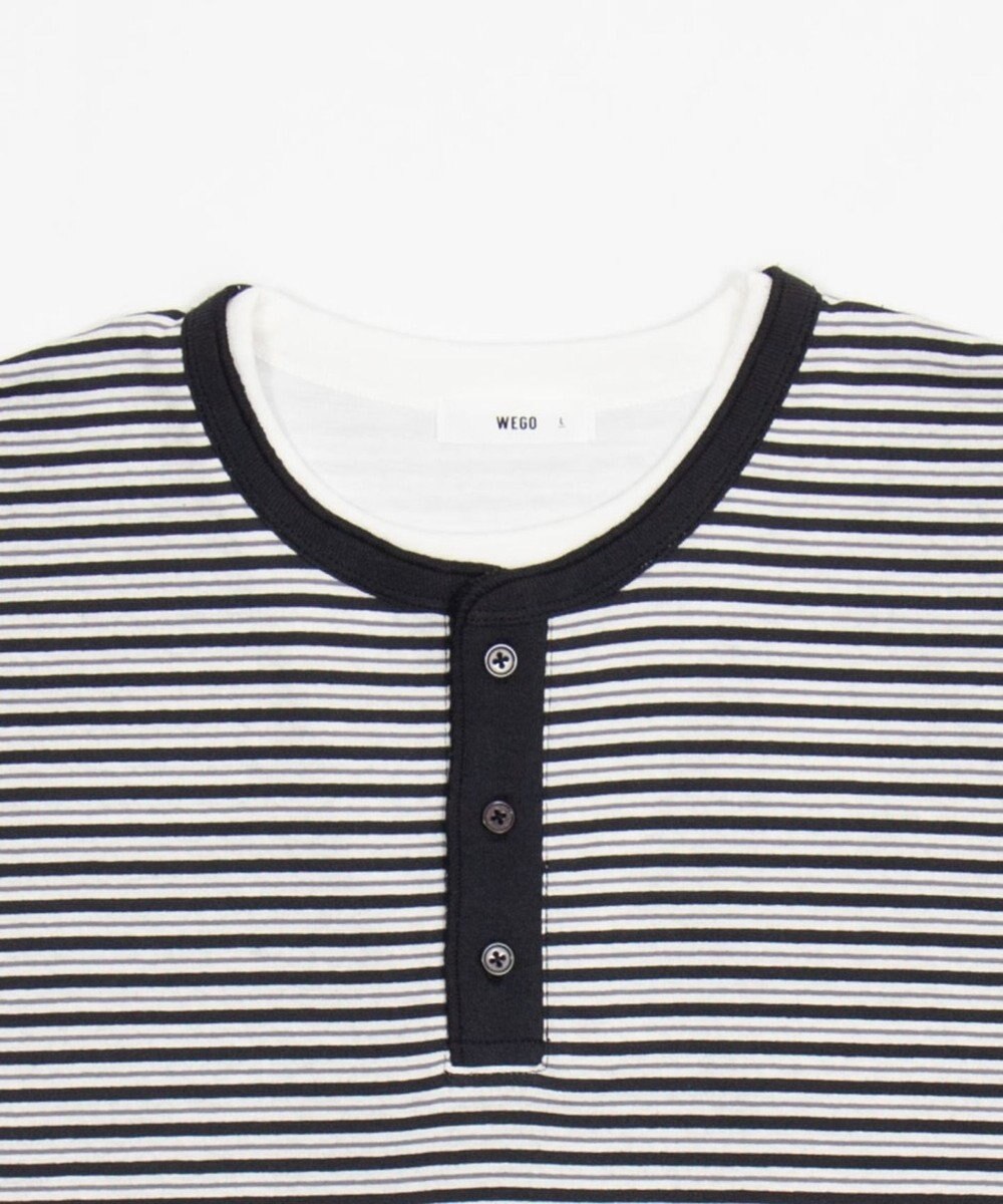 WEGO 【ユニセックス着用ITEM】ボーダーヘンリーネックT（SS） 