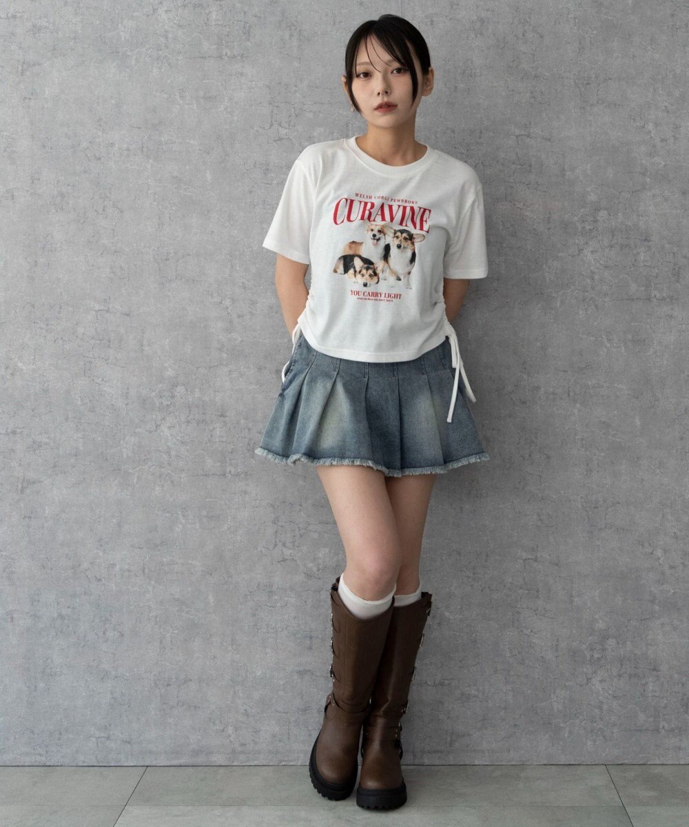 WEGO グラフィックショートサイドリボンドロストT 