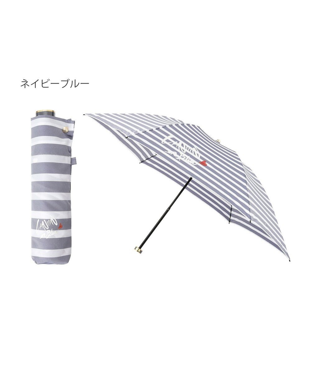 MOONBAT LANVIN en Bleu 折りたたみ傘 ボーダー 
