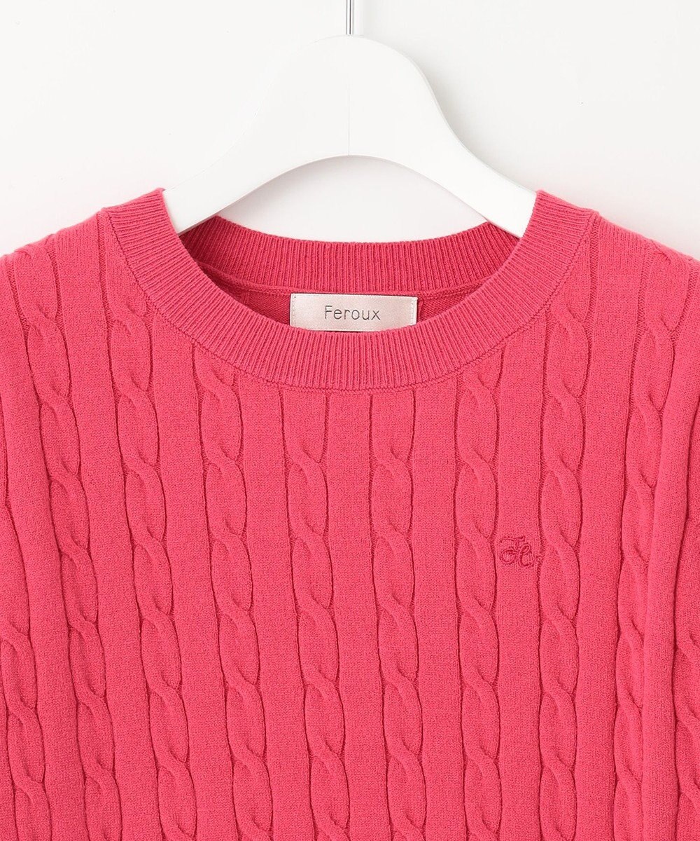 Feroux 【洗える】カラーケーブル ニット 