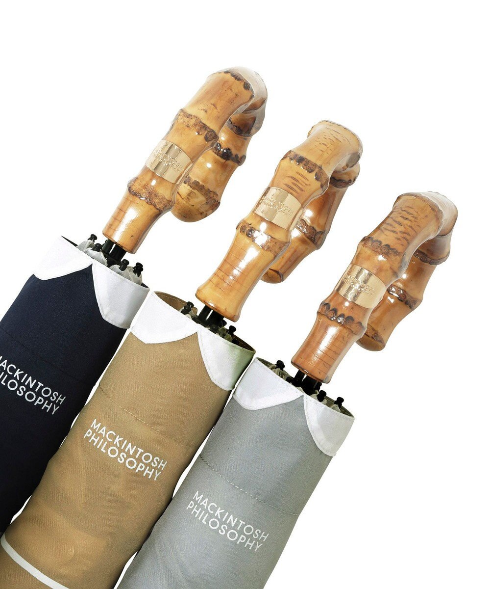 MOONBAT MACKINTOSH PHILOSOPHY(マッキントッシュ フィロソフィー) Cleric collar ボーダー 竹手元 雨傘 折りたたみ傘 