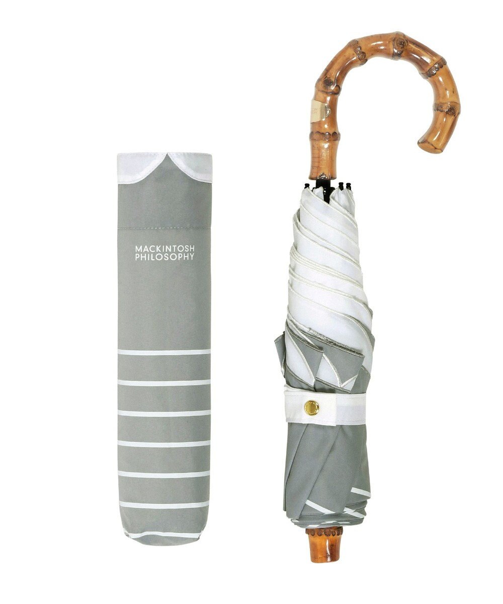 MOONBAT MACKINTOSH PHILOSOPHY(マッキントッシュ フィロソフィー) Cleric collar ボーダー 竹手元 雨傘 折りたたみ傘 