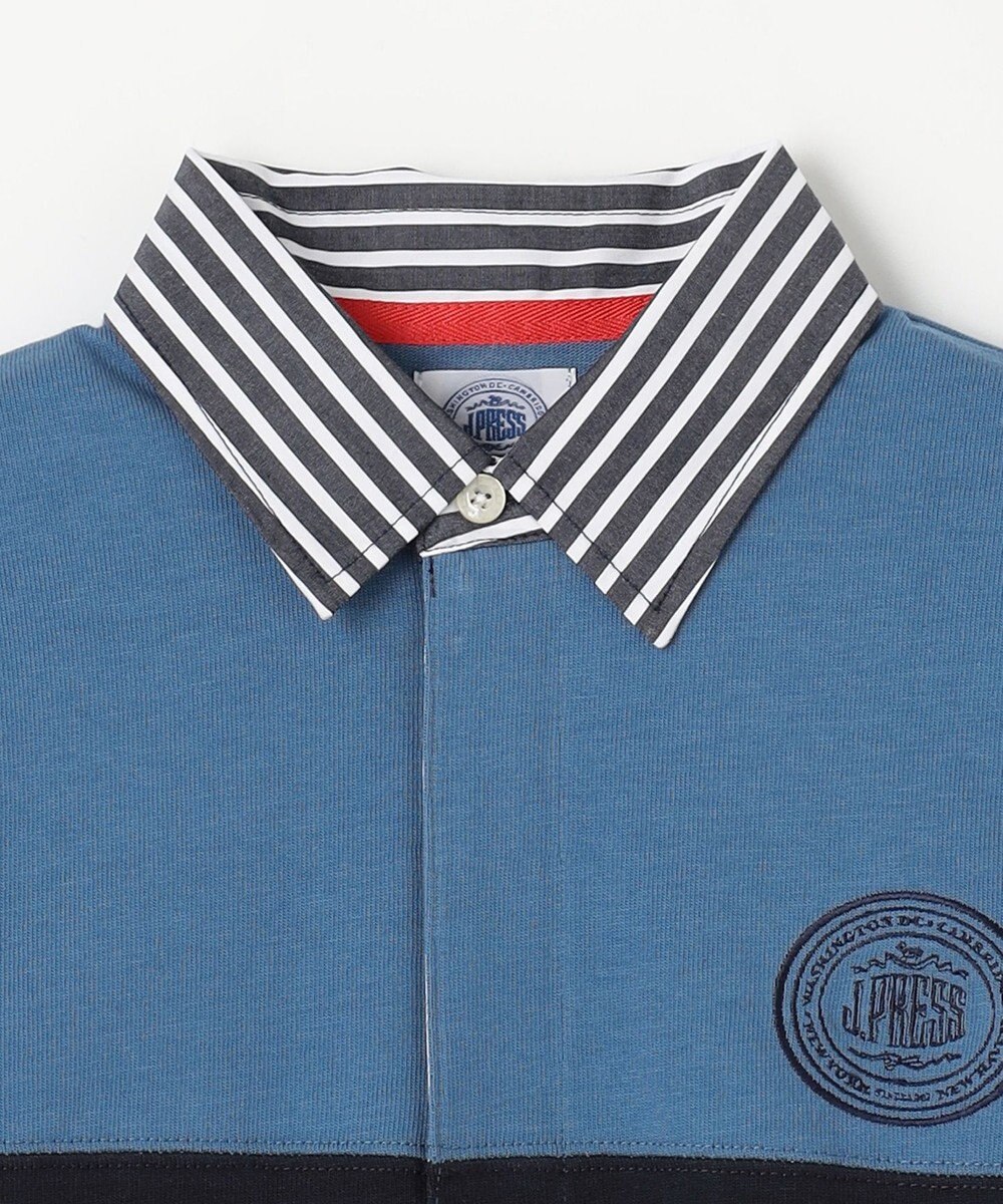 J.PRESS KIDS 【140-170cm】襟ストライプ ブロッキングポロシャツ 