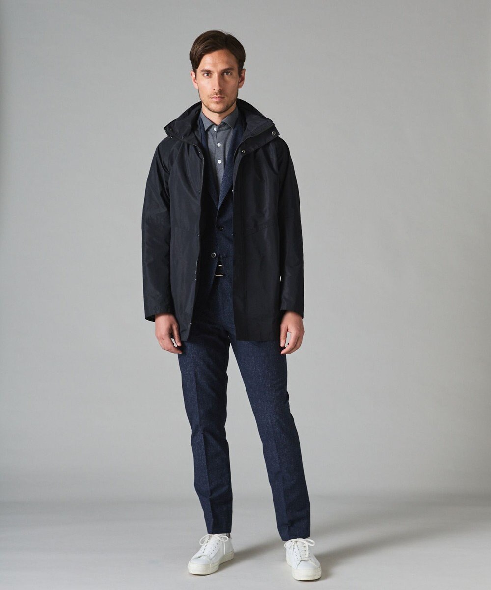 GOTAIRIKU 【ビジネスで着用可】メランジシャンブレー フーデッドブルゾン 