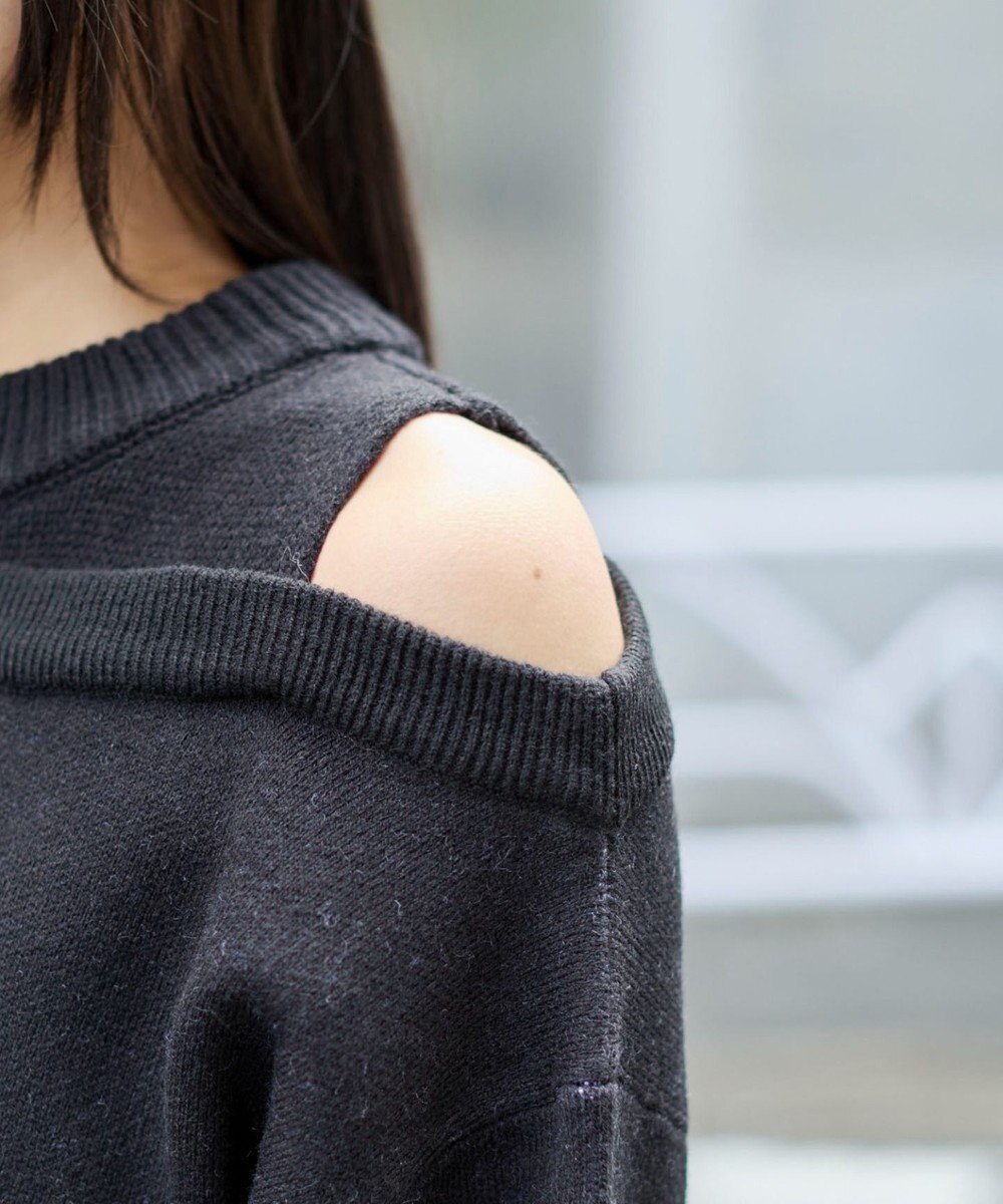 WEGO オープンショルダーナンバリングニット 