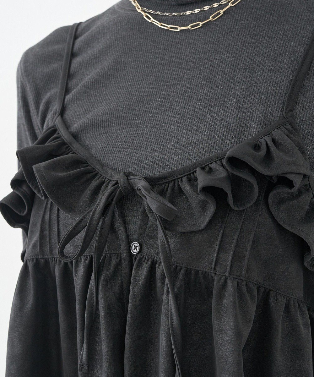 earth music&ecology フェイクレザーキャミチュニック 