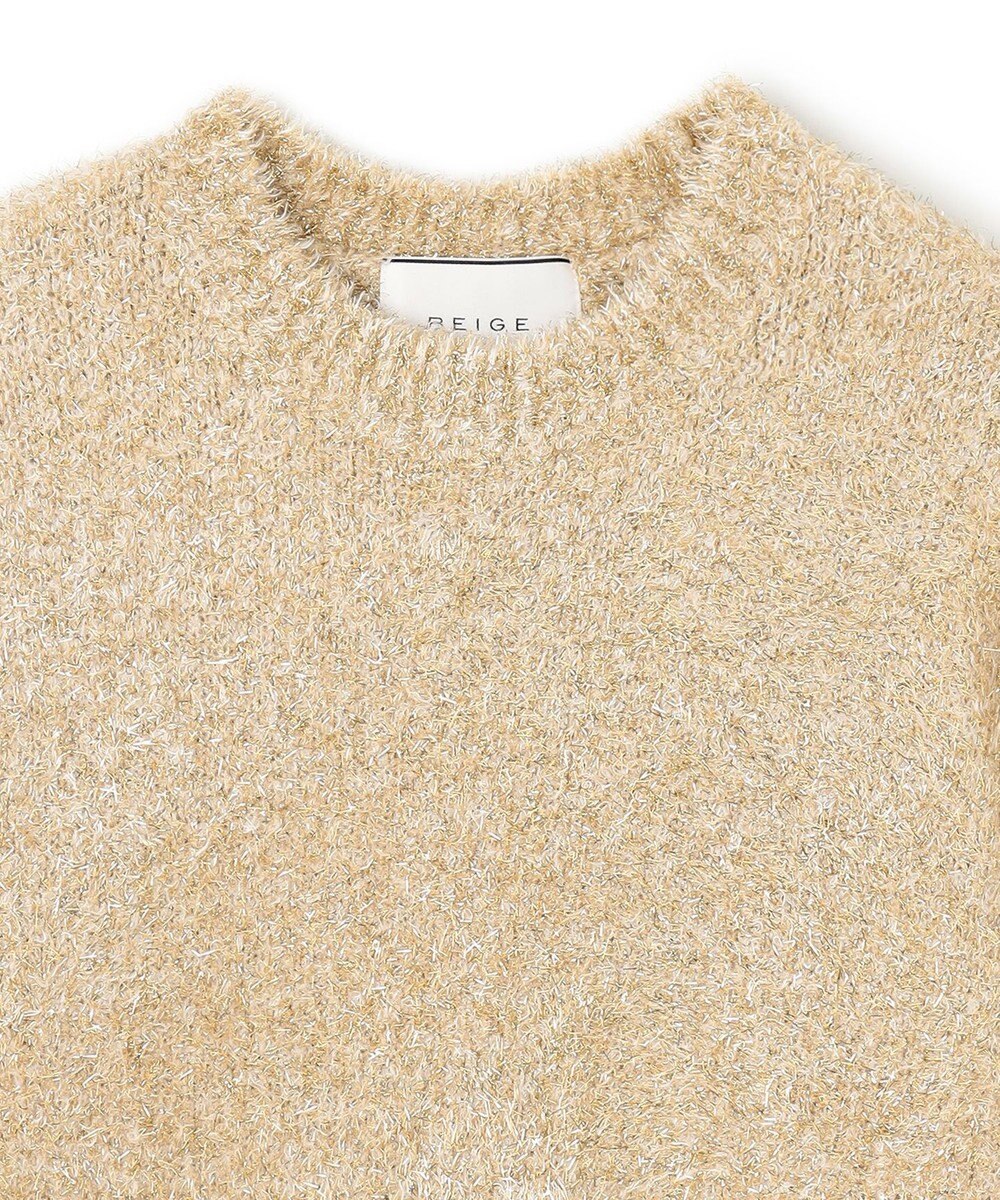 BEIGE， 【洗える】MARRONNIERS / ラメテープヤーンクルーネックニット 