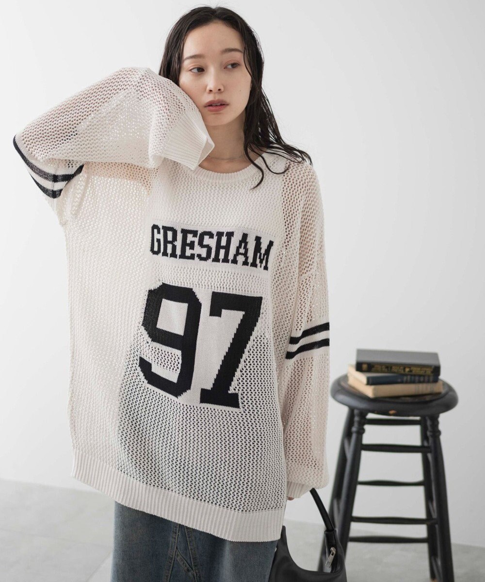 WEGO ロゴメッシュジャガードニット 