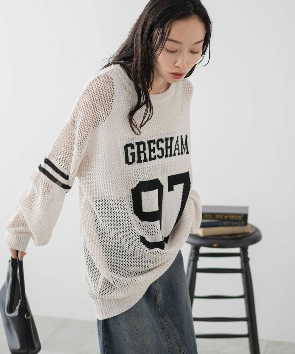 WEGO ロゴメッシュジャガードニット 