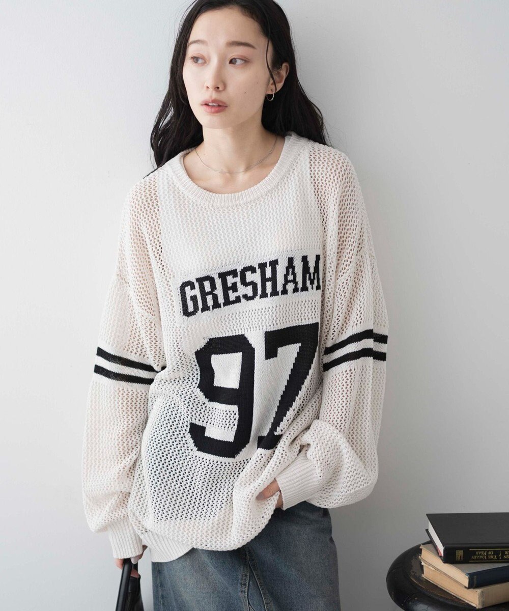 WEGO ロゴメッシュジャガードニット 