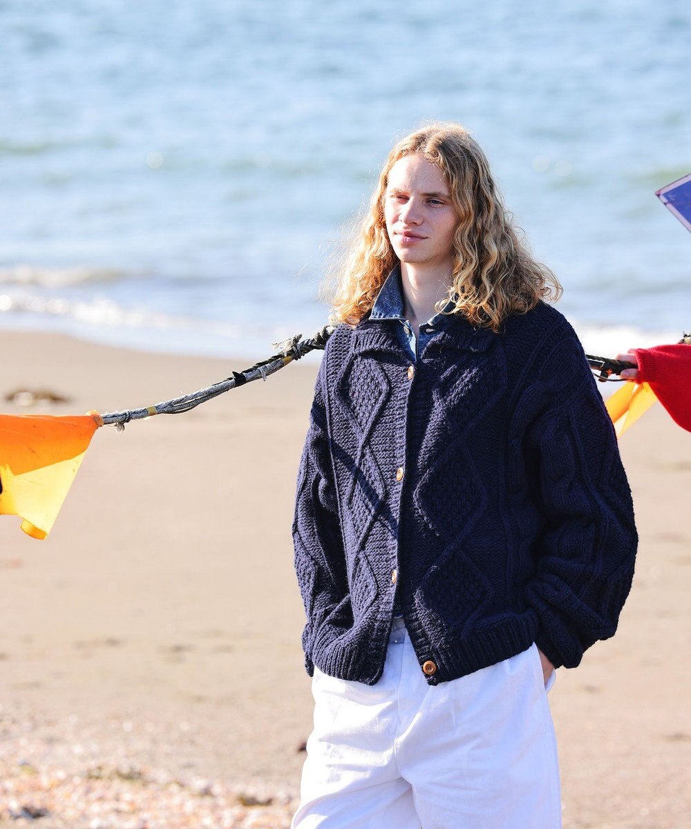 LENO ARAN PULLOVER【UNISEX】アラン柄ニットプルオーバー/カーディガン 