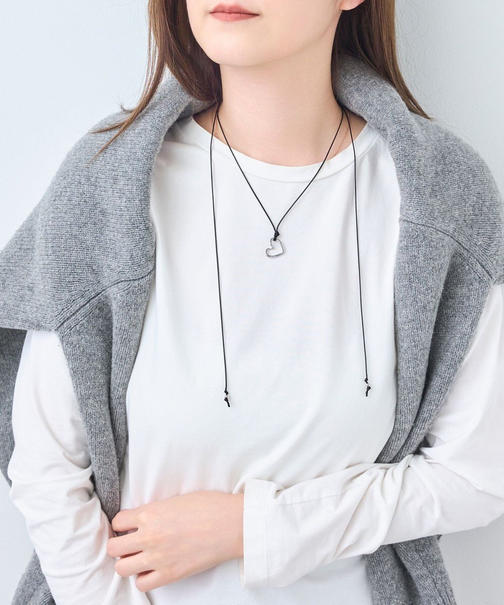 Phoebe <オンワード限定セット>ワンストロークハートコードネックレス×アークカフワイドバングル 