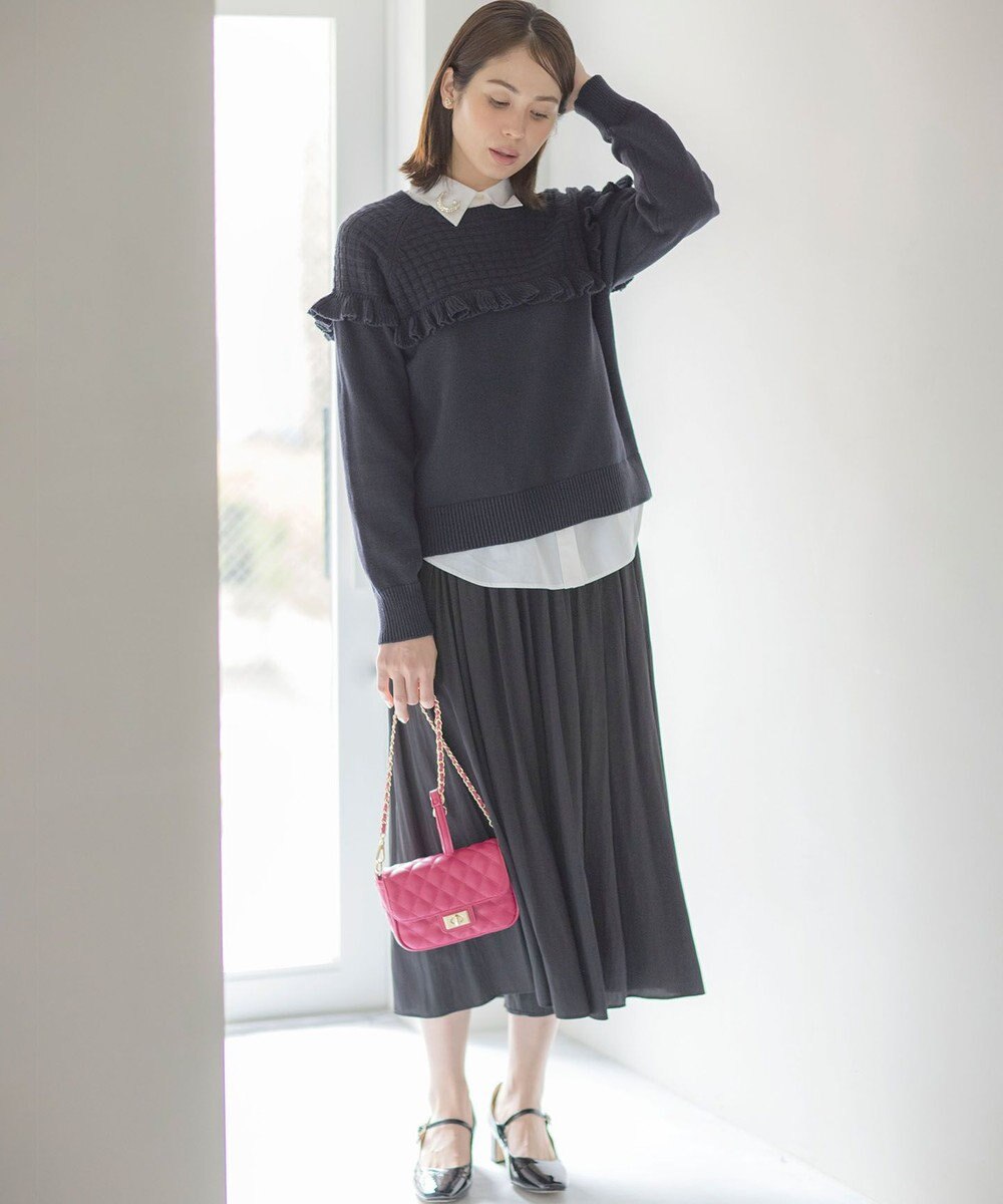 組曲 L 【WEB限定カラーあり】ギャザーライトデシン パンツ 