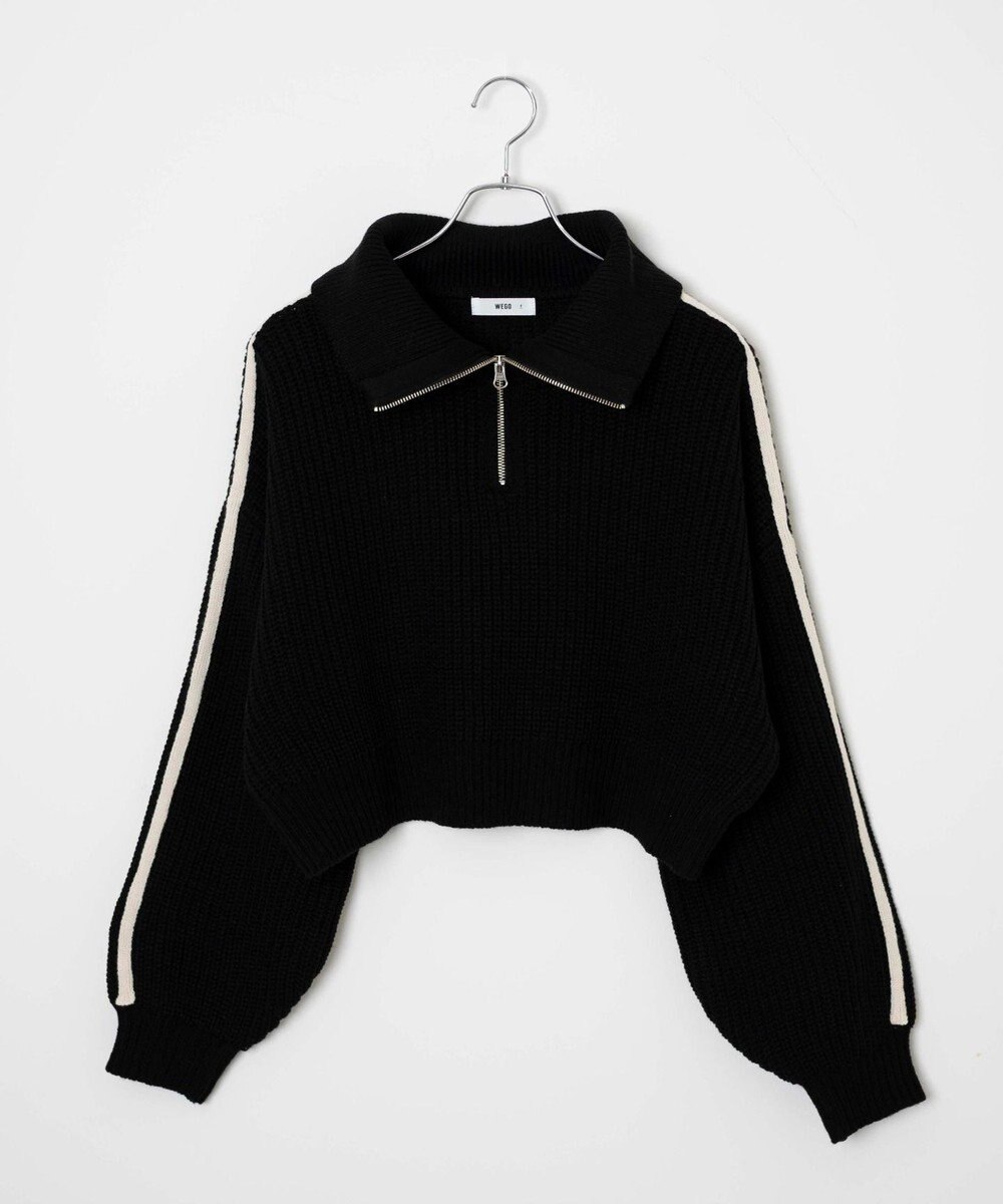 WEGO 2ラインハーフジップニットプルオーバー 