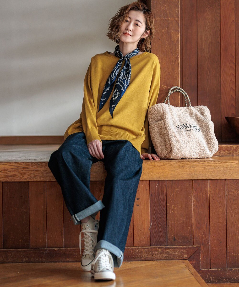 23区 L 【洗える】ウールコットンストレッチ オーバーサイズ ニット 